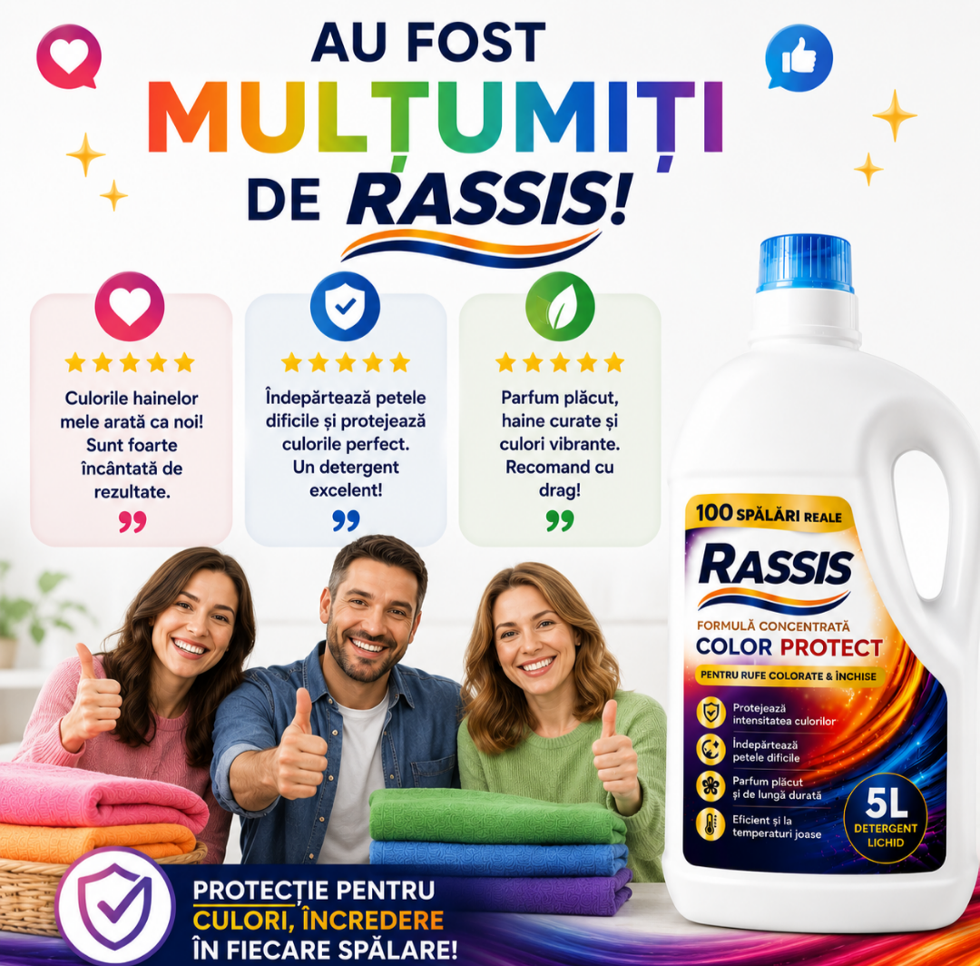 Detergent Lichid RASSIS Color Protect 5L – 100 Spălări Reale, Curățare Puternică & Protecție Intensă a Culorilor
