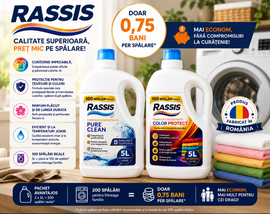 Pachet RASSIS Clean & Protect – 200 Spălări pentru Haine Perfect Curate