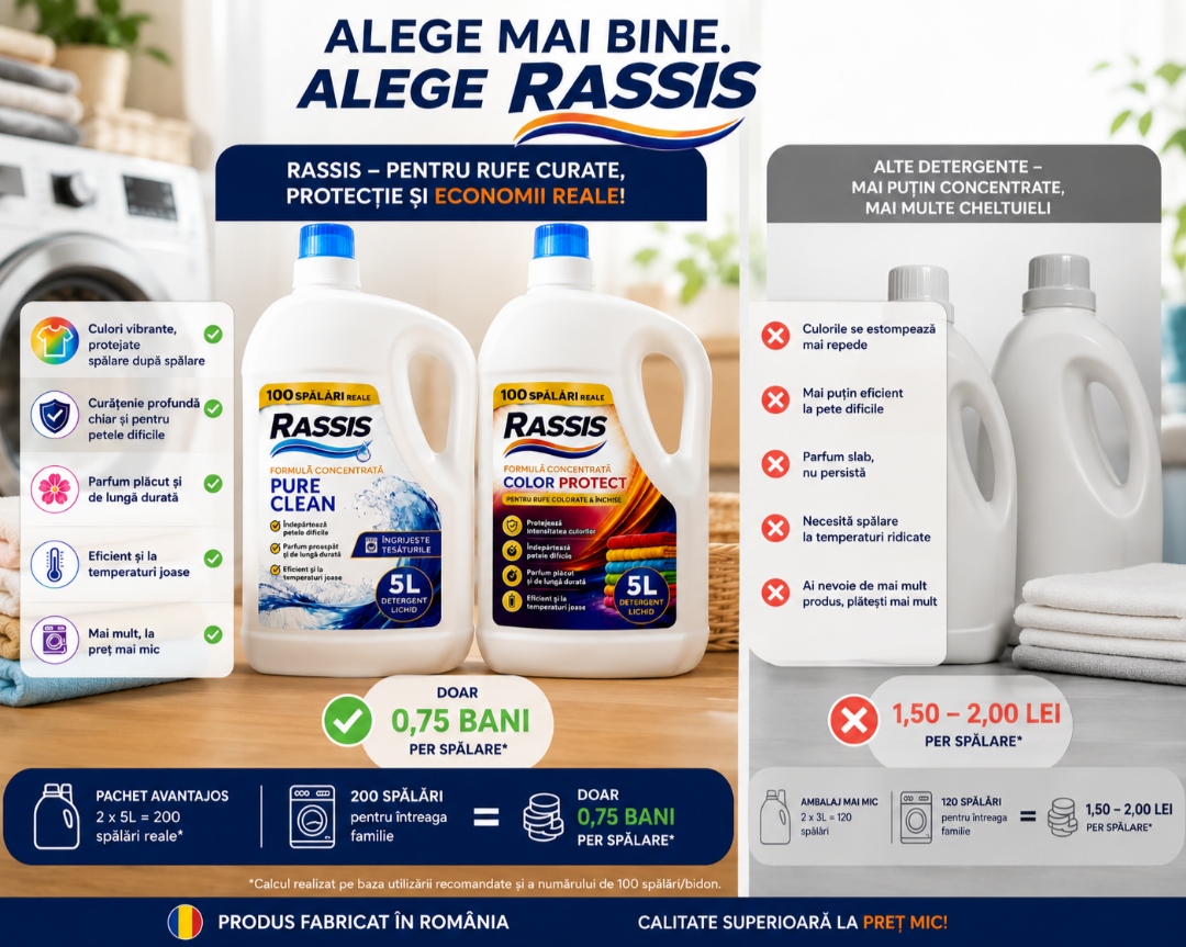 Pachet RASSIS Clean & Protect – 200 Spălări pentru Haine Perfect Curate
